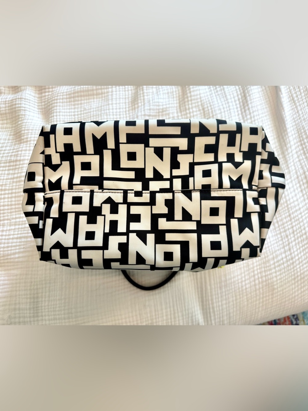 Longchamp Small Le Pliage Graphic Logo Tote - Black & White - Picture 7 of 9